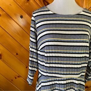 Modcloth Striped Dress Black, White, Blue, Yellow 1x skater